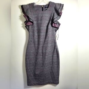 NWT Tommy Hilfiger black with white check midi dress  women's 2  #2320